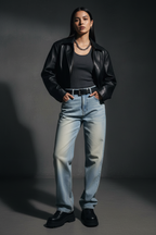 Women Sun Fade Denim Jeans with Raw Hem Design - ACE