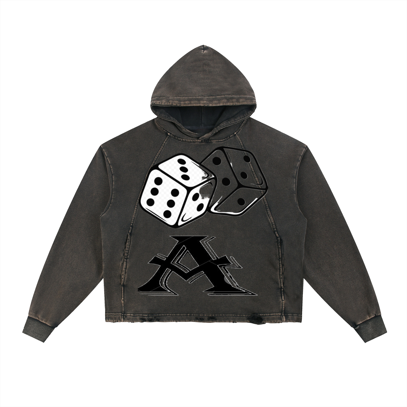 Vintage Washed Frayed-Hem Hoodie - ACE
