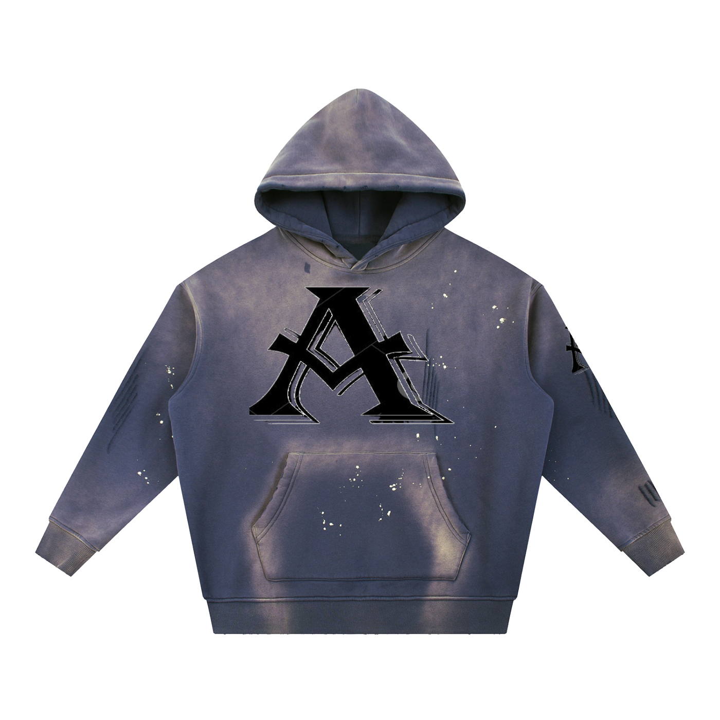 Vintage Washed Frayed Fleece Hoodie - ACE