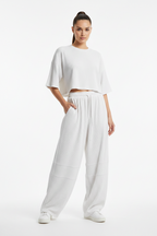 Women Vertical Stripe Barrel Pants with Drawstring Detail - ACE