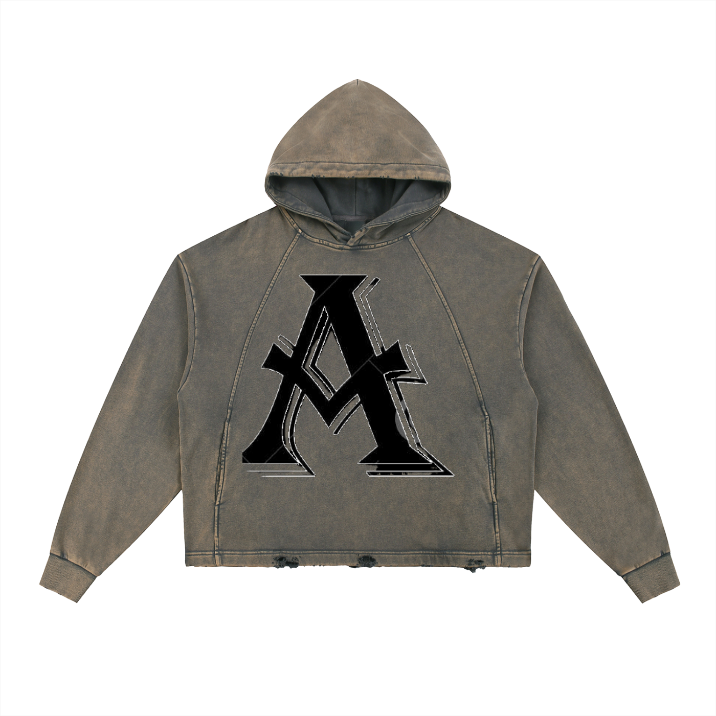 Vintage Washed Frayed-Hem Hoodie - ACE