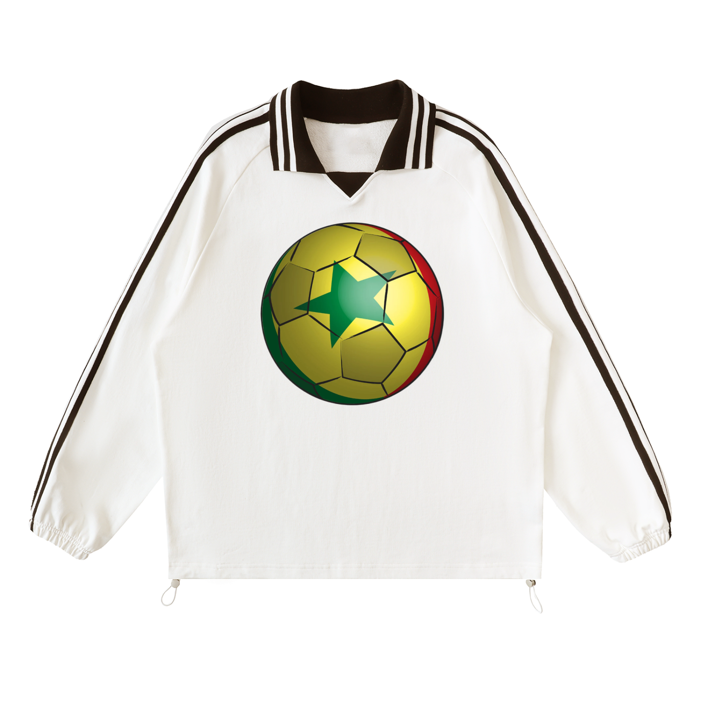 Contrast Striped Lapel Collar Sweatshirt - ACE