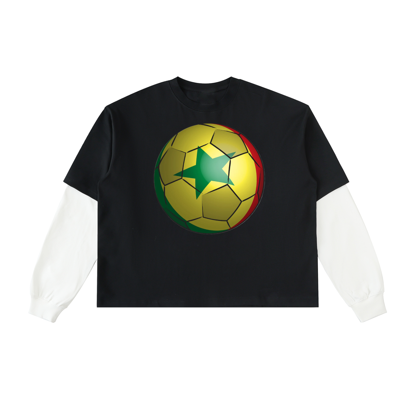 Layered Contrast Sleeve Cotton T-Shirt - ACE