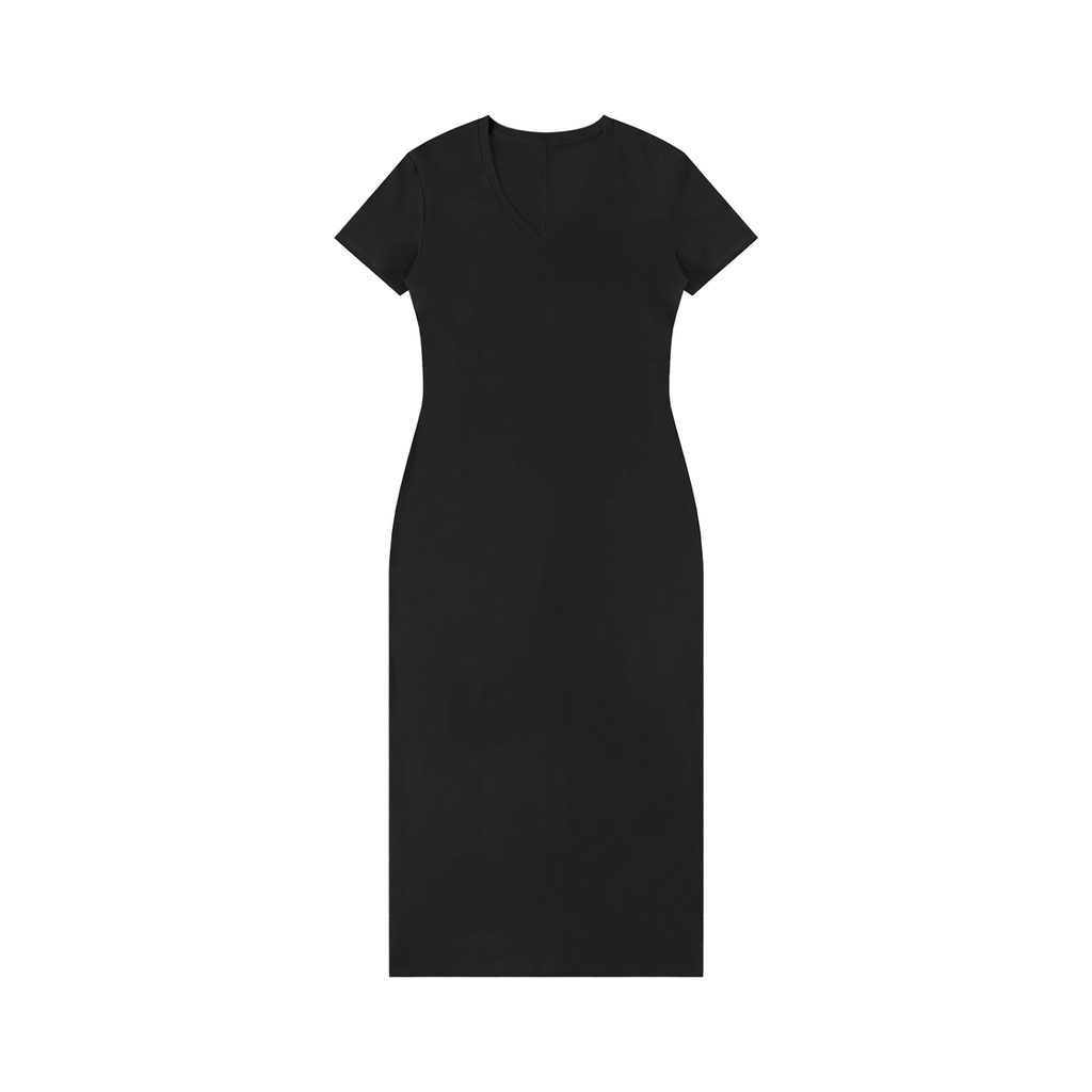 Women's V-Neck Short Sleeve Maxi Dress - ACE
