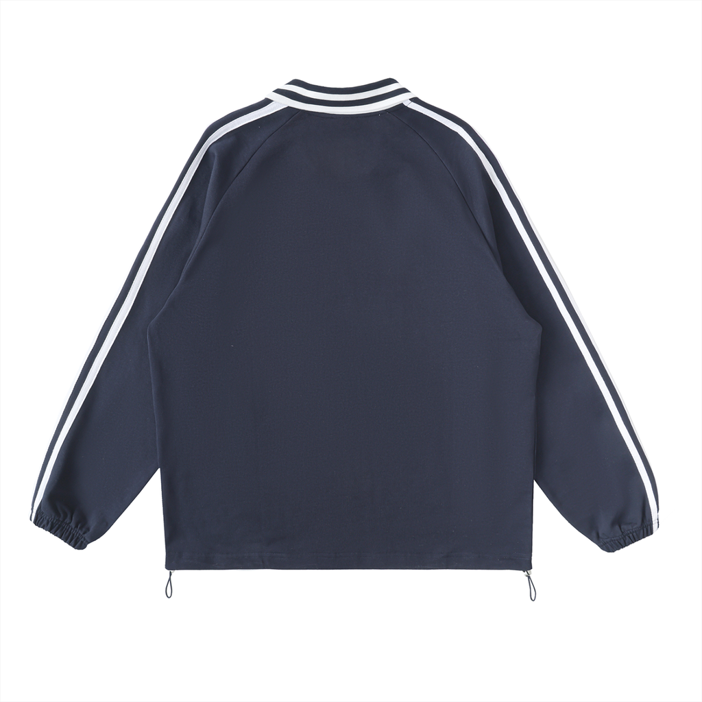 Contrast Striped Lapel Collar Sweatshirt - ACE