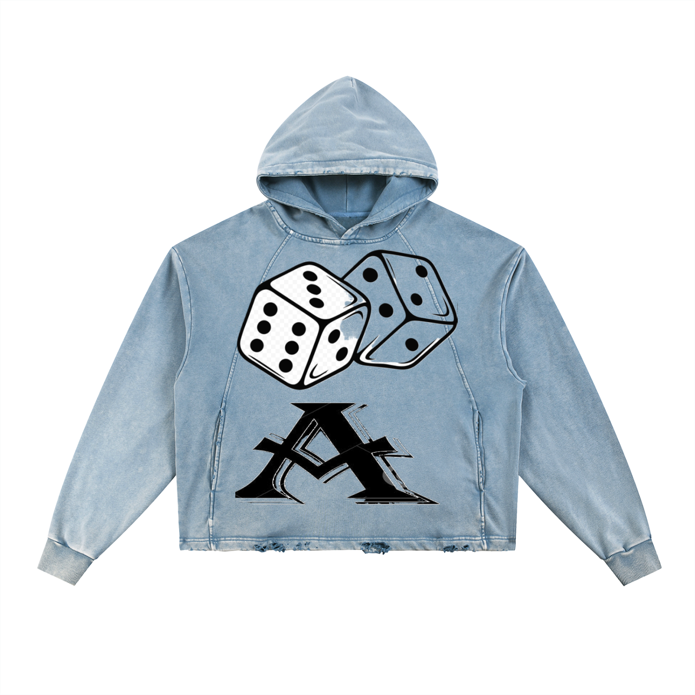 Vintage Washed Frayed-Hem Hoodie - ACE