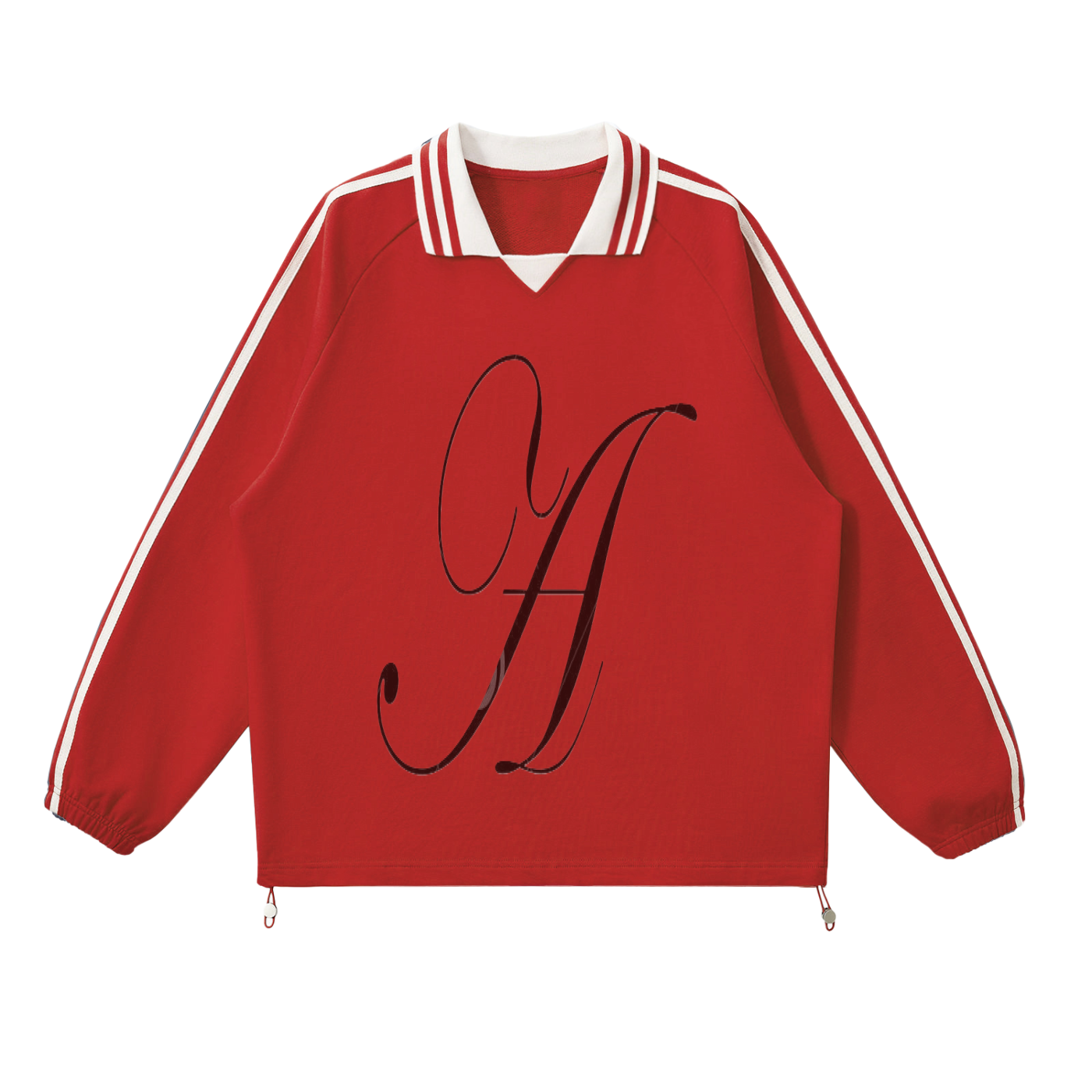 Contrast Striped Lapel Collar Sweatshirt - ACE