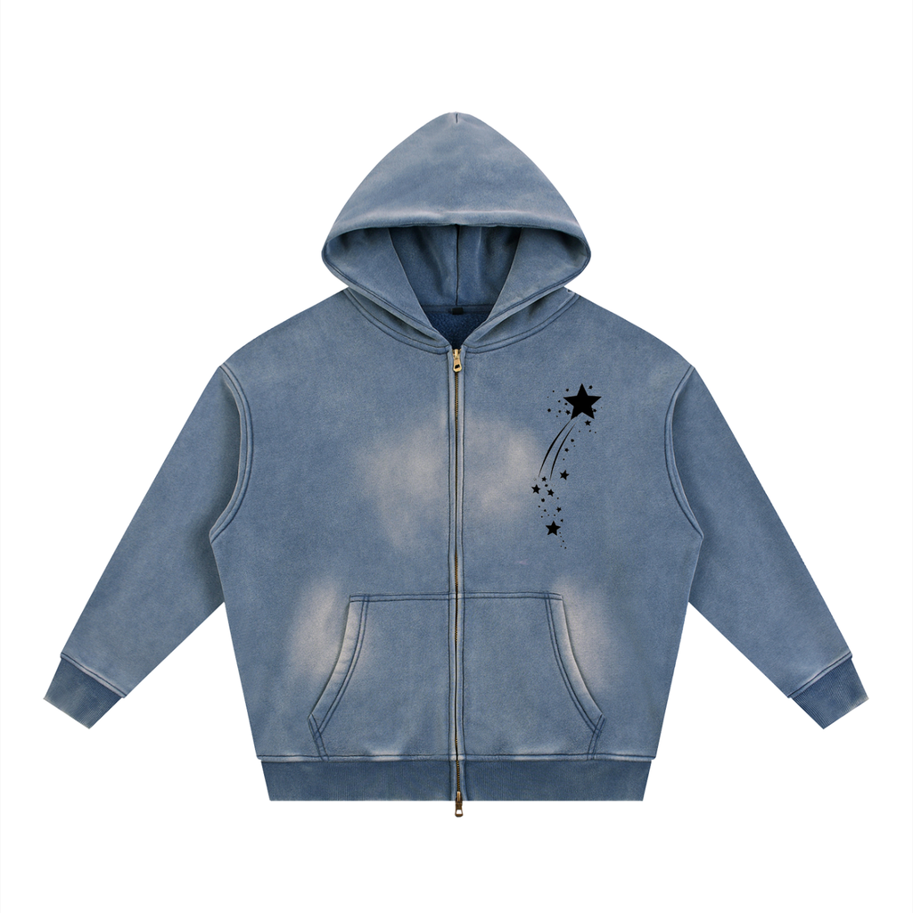 Women Sunfade Fleece Hoodie with Two-way Zipper - ACE