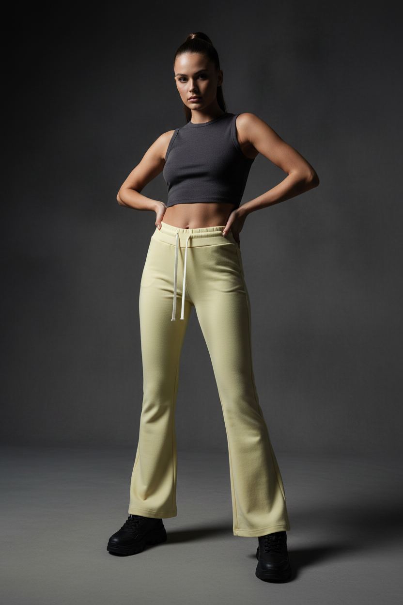 Women's Flared Leg Pants with Drawstring - ACE