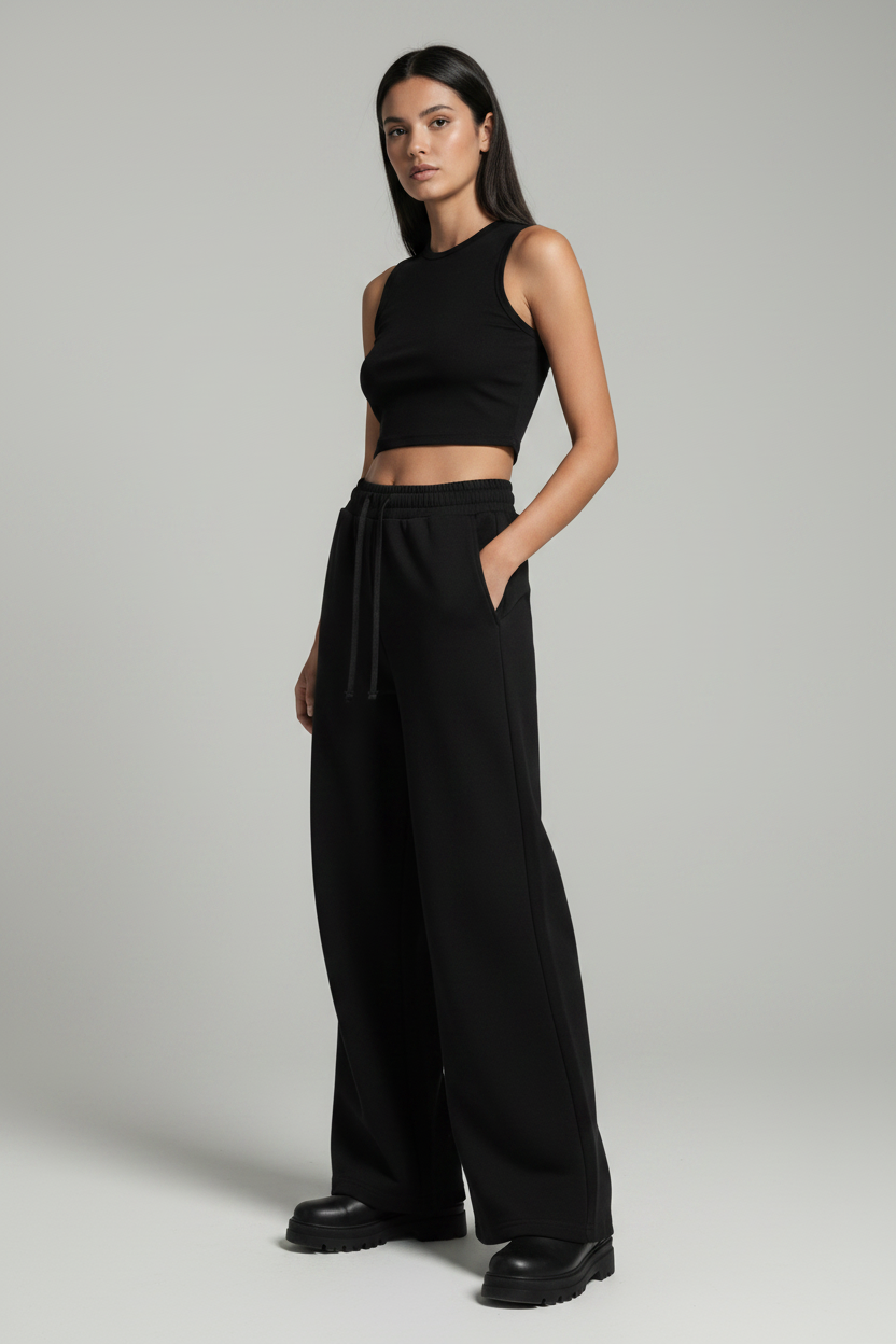 Women Wide Leg Sweatpants with Drawstring - ACE