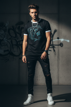 Men Contrast Edge Ribbed T-Shirt - ACE