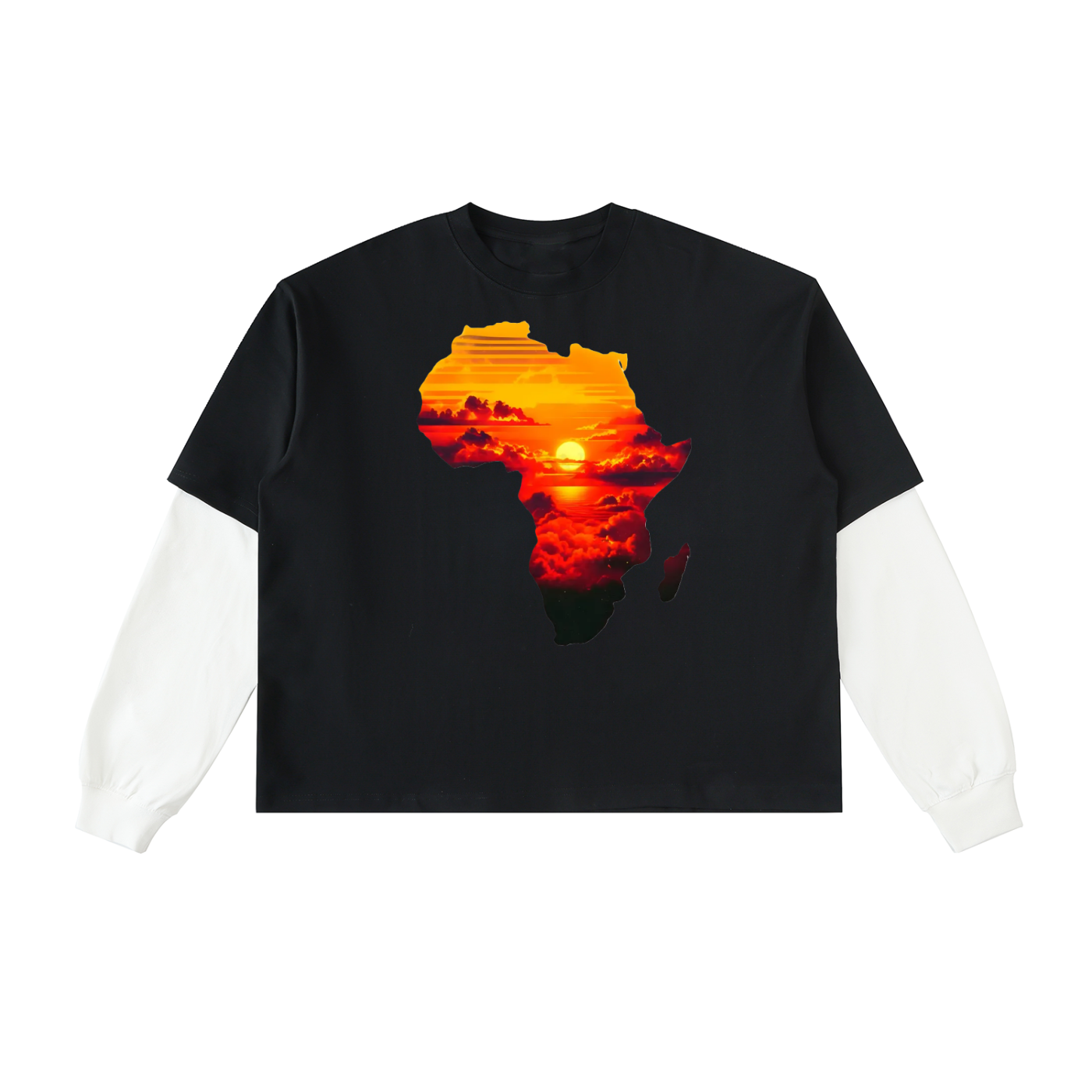 Layered Contrast Sleeve Cotton T-Shirt - ACE