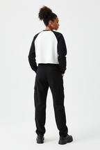Women Raw-Hem Color-Block Raglan Crop Sweatshirt - ACE