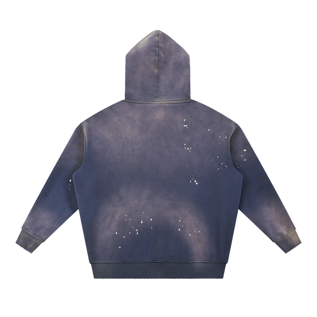 Vintage Washed Frayed Fleece Hoodie - ACE