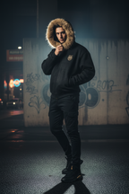 Men Sun Fade Boxy Detachable Fur Jacket
