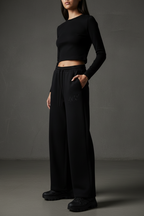 Women Fleece Sweatpants with Drawstring and Straight-Leg Design - ACE
