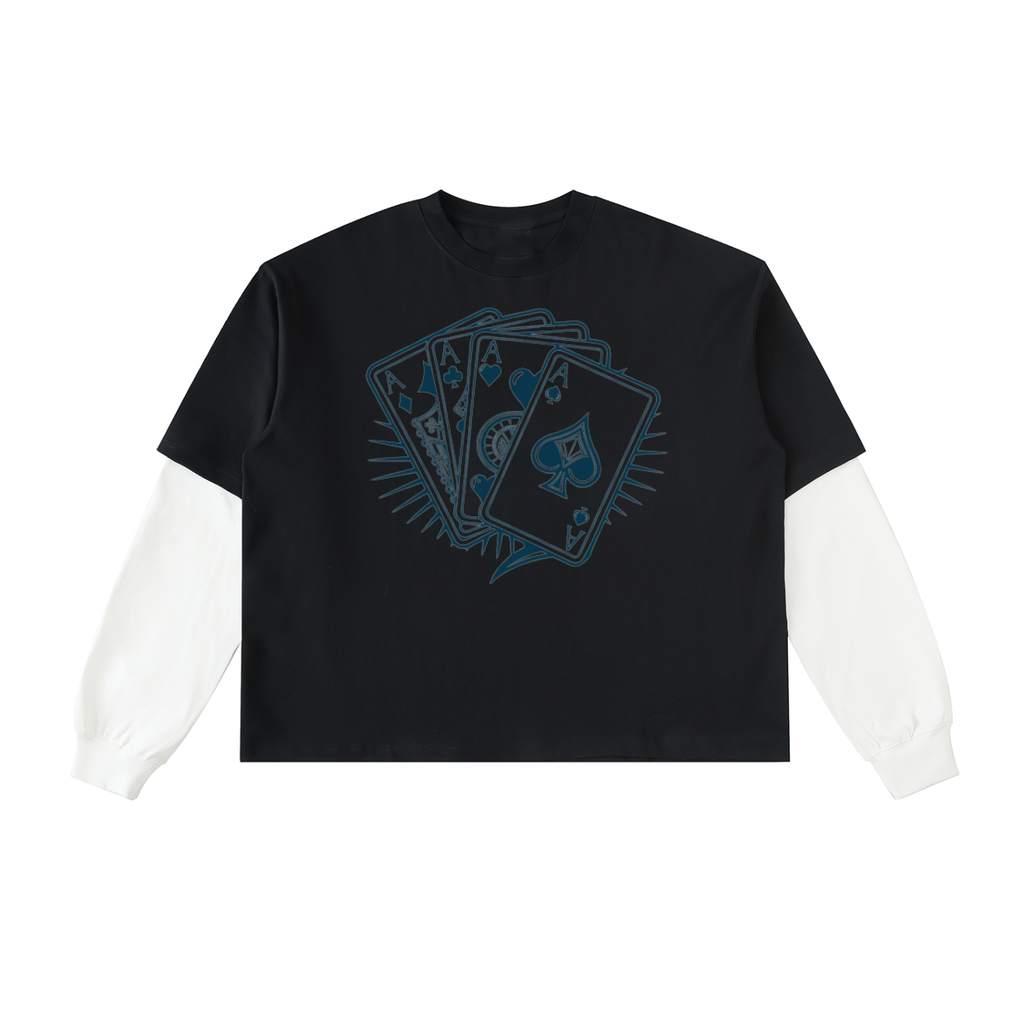 Men Layered Contrast Sleeve T-Shirt in Soft Cotton - ACE