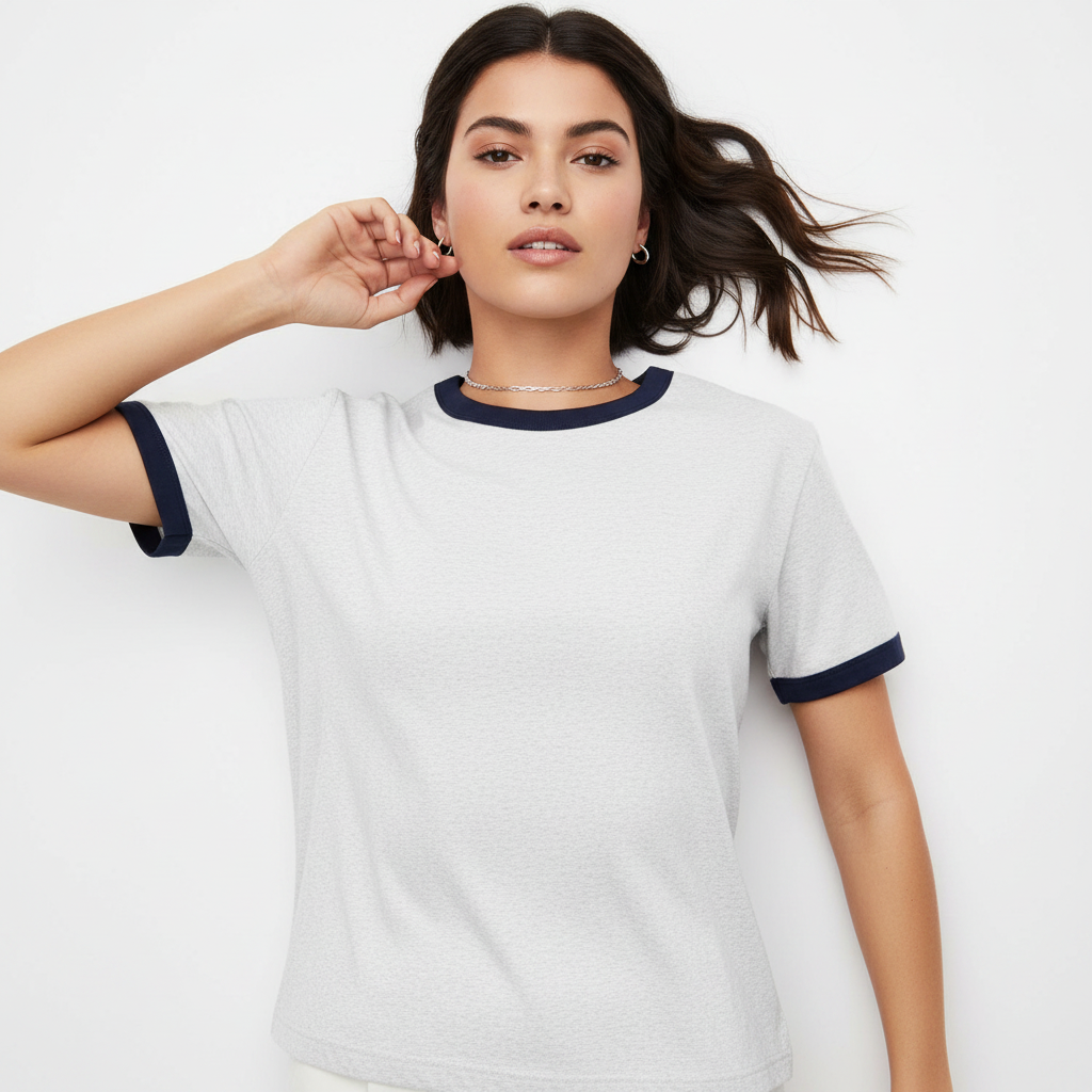Women Contrast Edge Ribbed T-Shirt - ACE