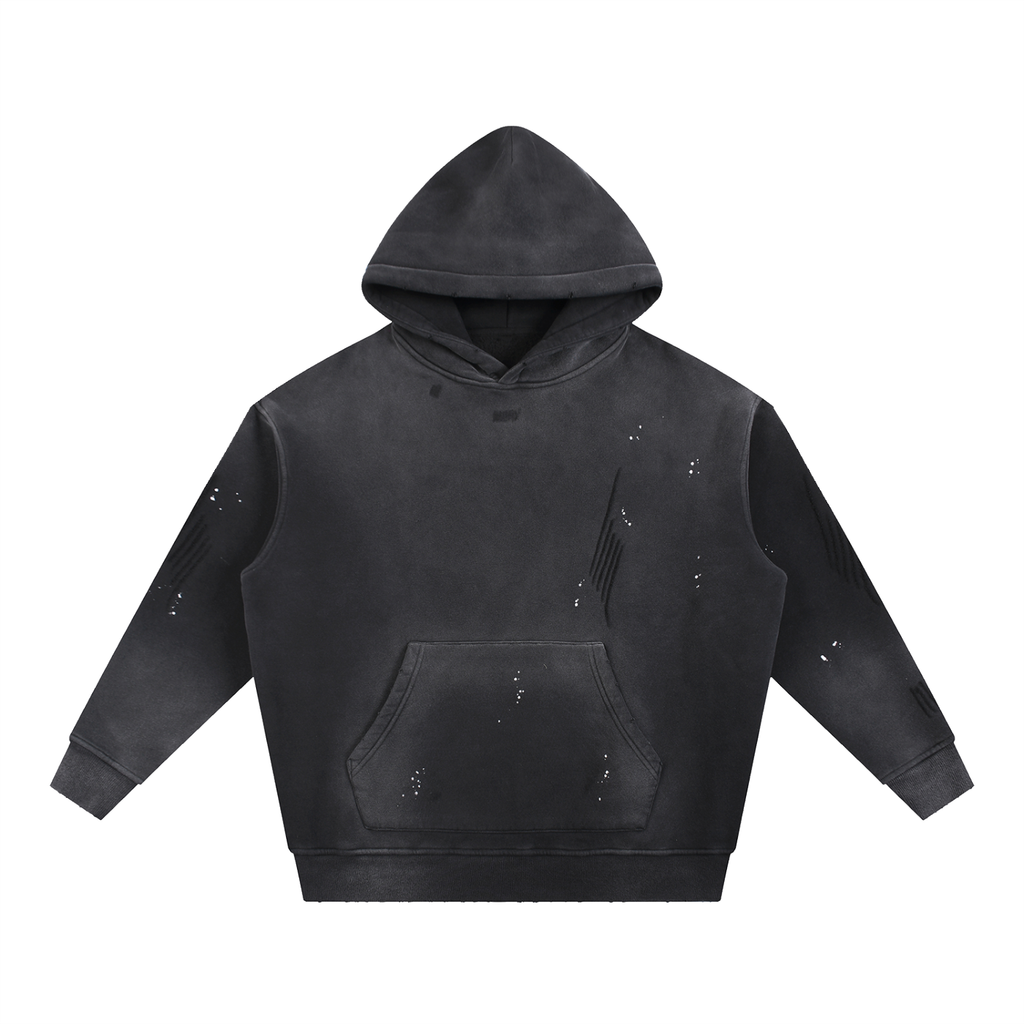 Vintage Washed Frayed Fleece Hoodie - ACE