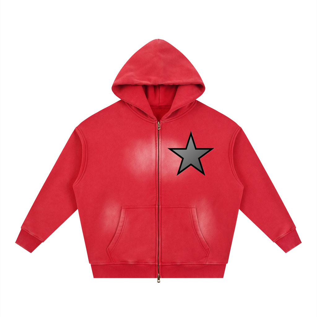 Sunfade Two-way Zipper Boxy Fleece Hoodie - ACE