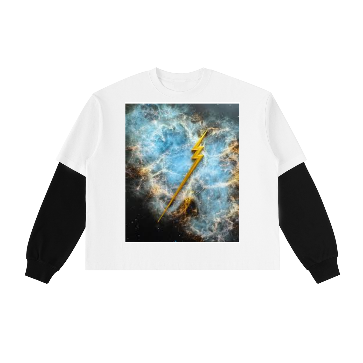 Layered Contrast Sleeve Cotton T-Shirt - ACE