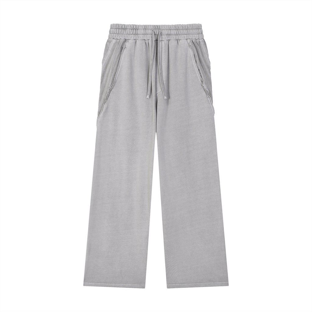 Men Snow Washed Sweatpants with Raw Edge Design - ACE