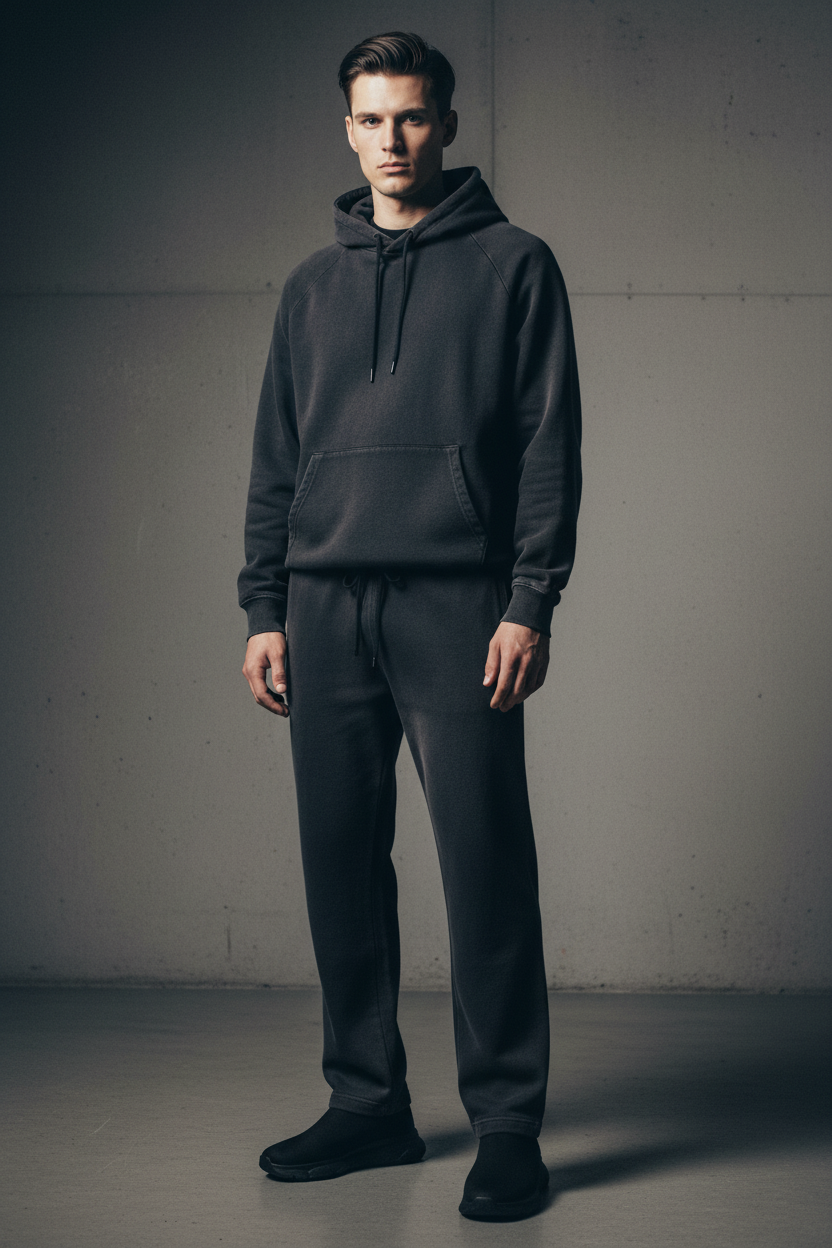 Men Sun Fade Sweatpants with Raw Edge and Straight-Leg Design - ACE