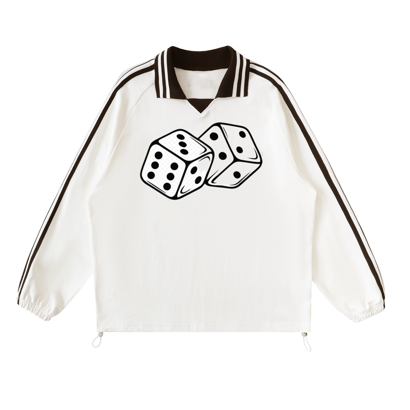 Contrast Striped Lapel Collar Sweatshirt - ACE