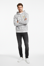 Men Dirty Washed Zip-Up Fleece Hoodie