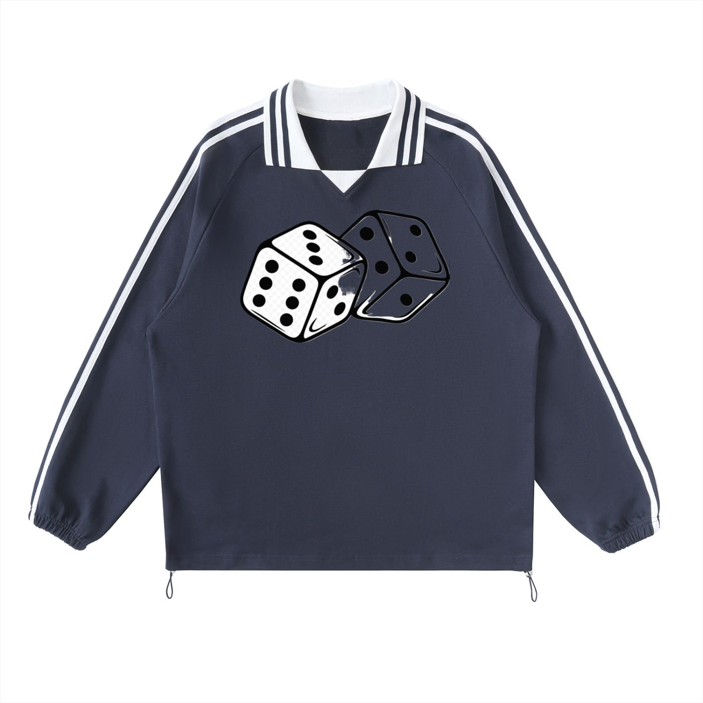 Contrast Striped Lapel Collar Sweatshirt - ACE