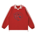 Contrast Striped Lapel Collar Sweatshirt - ACE
