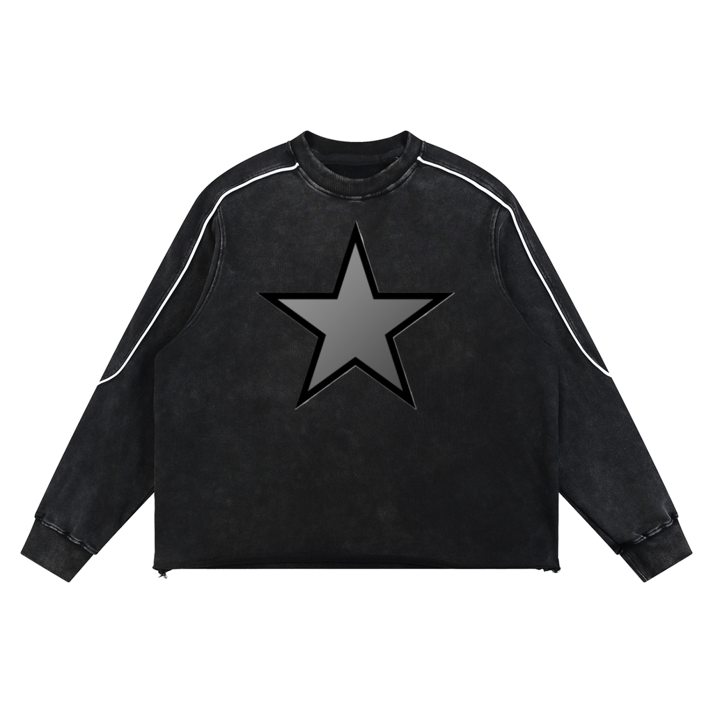 Mineral Wash Piping Raw Hem Sweatshirt - ACE