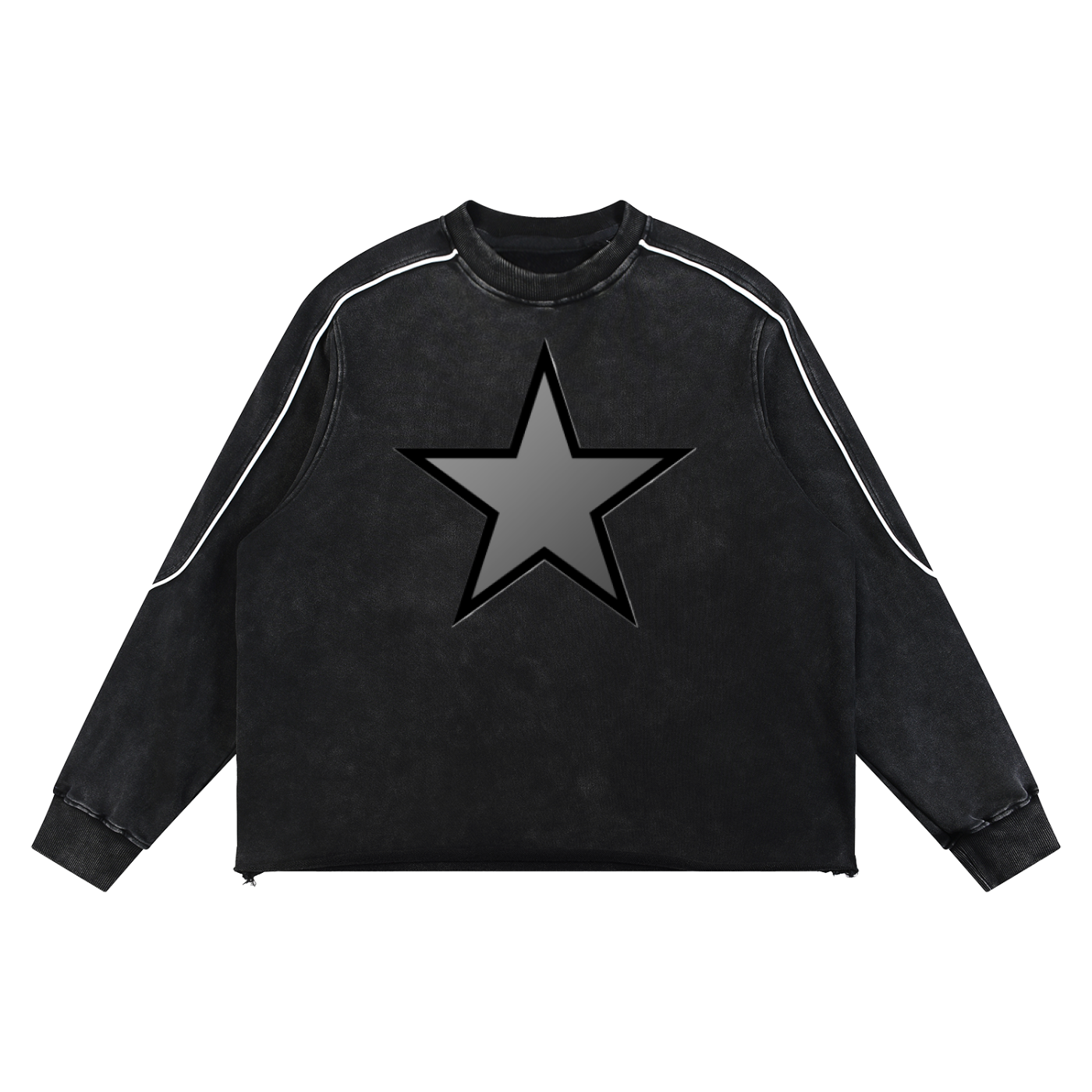 Mineral Wash Piping Raw Hem Sweatshirt - ACE
