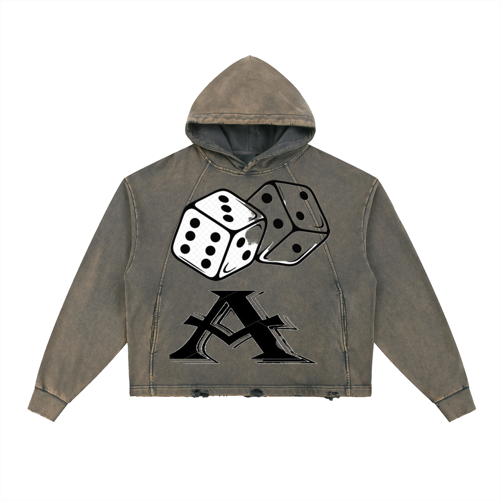 Vintage Washed Frayed-Hem Hoodie - ACE