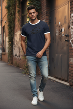 Men Contrast Edge Ribbed T-Shirt - ACE