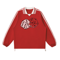 Contrast Striped Lapel Collar Sweatshirt - ACE