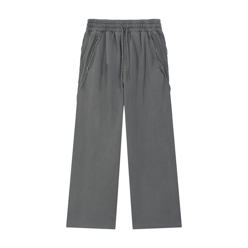 Men Snow Washed Sweatpants with Raw Edge Design - ACE