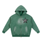 Men Sunfade Fleece Hoodie - Two-way Zipper Boxy Design - ACE