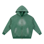 Men Sunfade Fleece Hoodie - Two-way Zipper Boxy Design - ACE