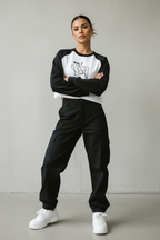 Women Raw-Hem Color-Block Raglan Crop Sweatshirt - ACE
