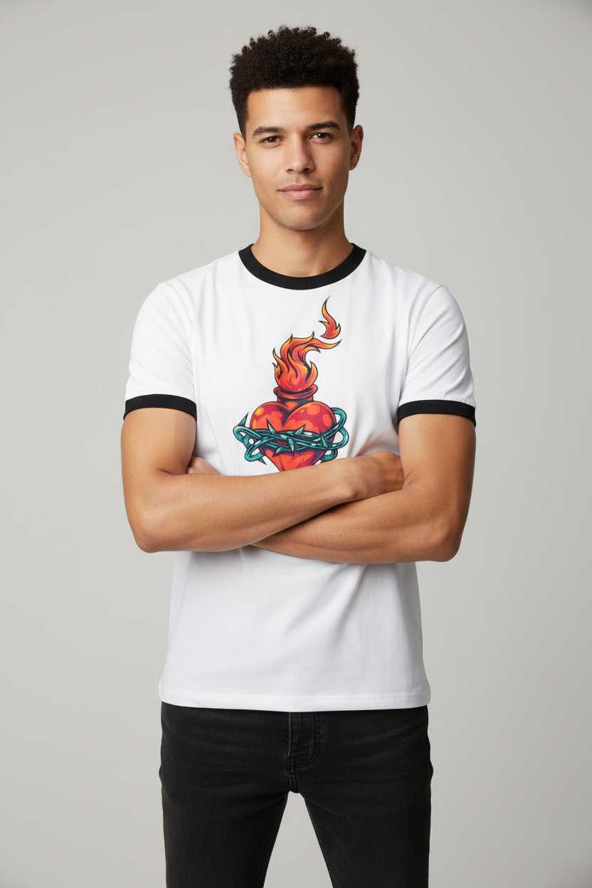 Men Contrast Edge Ribbed T-Shirt - ACE