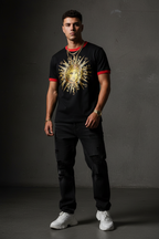 Men Contrast Edge Ribbed T-Shirt - ACE