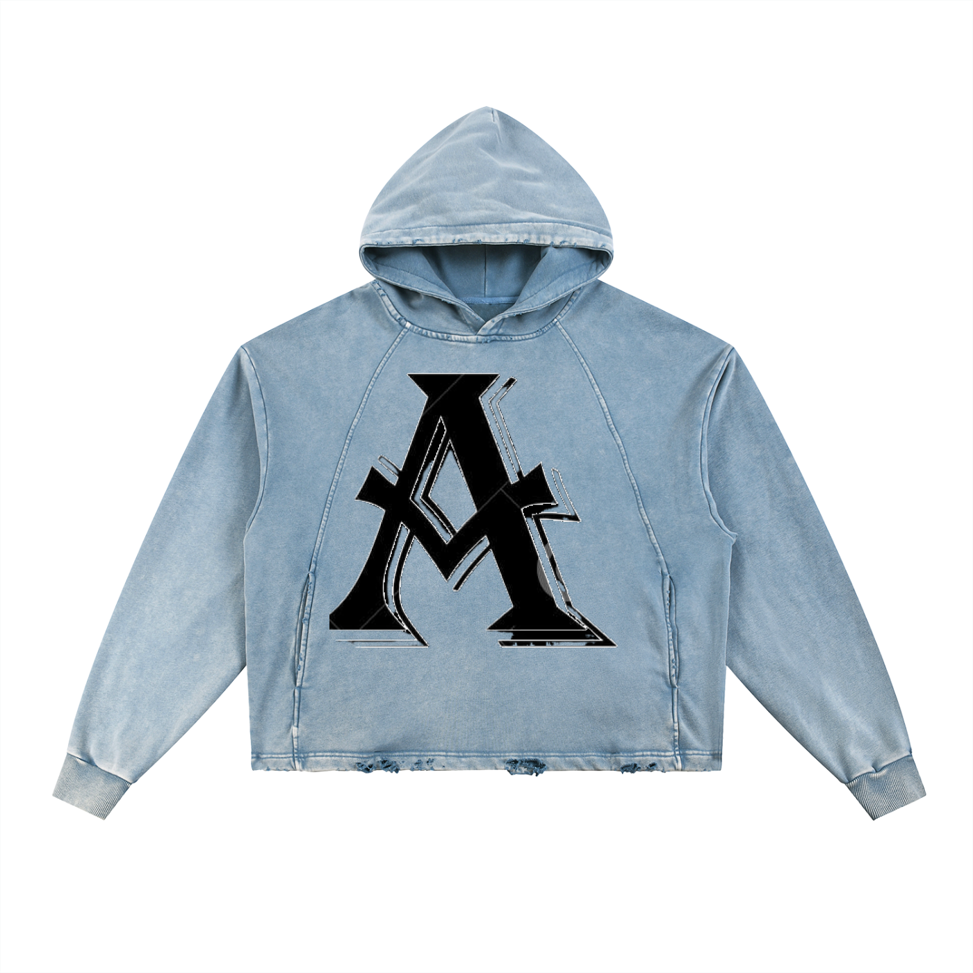 Vintage Washed Frayed-Hem Hoodie - ACE