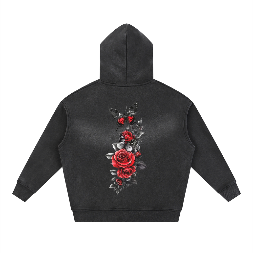 Men Sunfade Fleece Hoodie Two-way Zipper Boxy Design - ACE