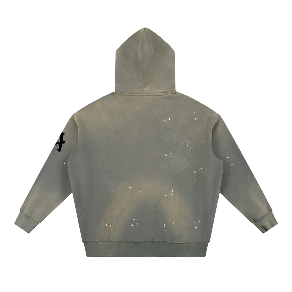 Vintage Washed Frayed Fleece Hoodie - ACE
