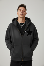 Men Sunfade Fleece Hoodie - Two-way Zipper Boxy Design - ACE