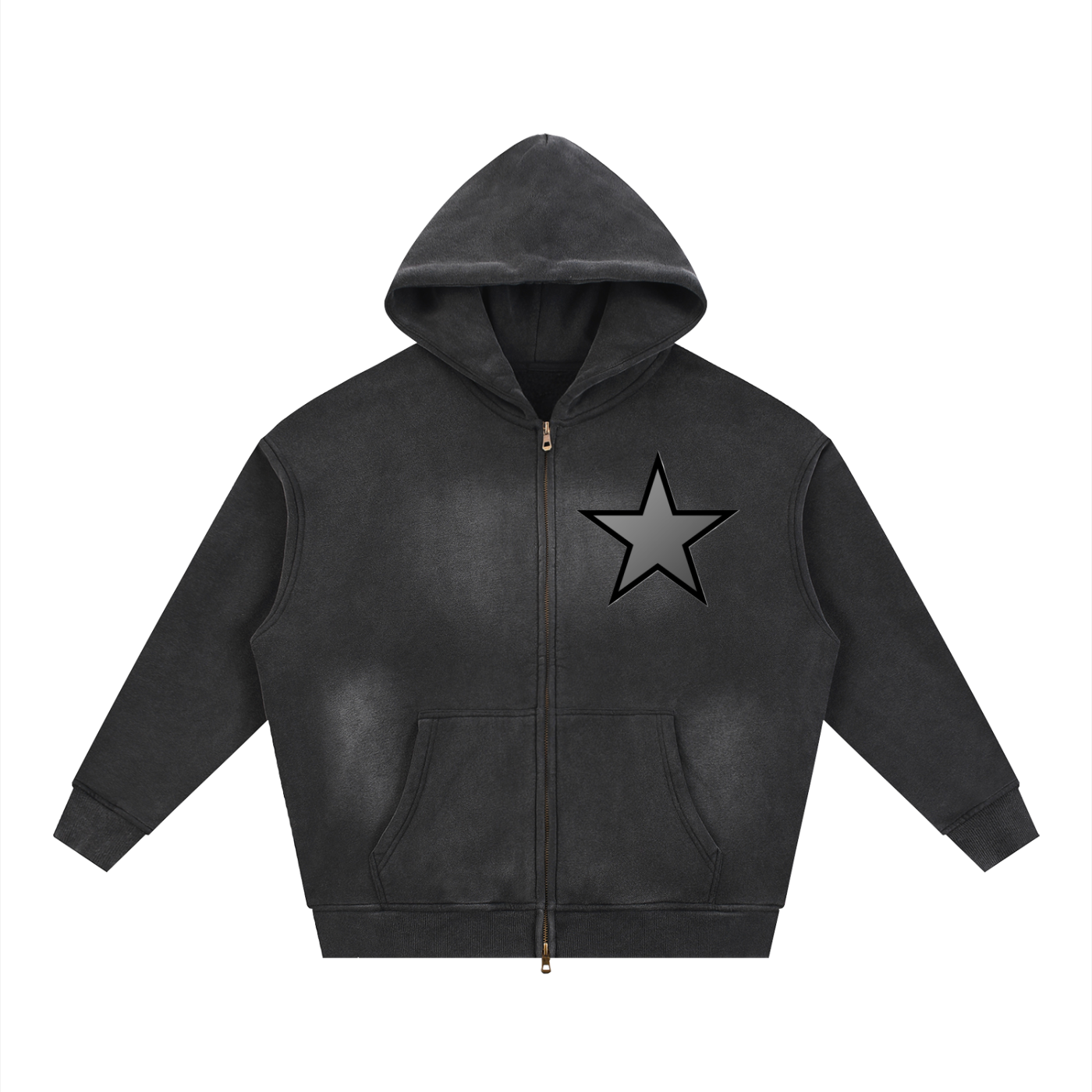 Sunfade Two-way Zipper Boxy Fleece Hoodie - ACE