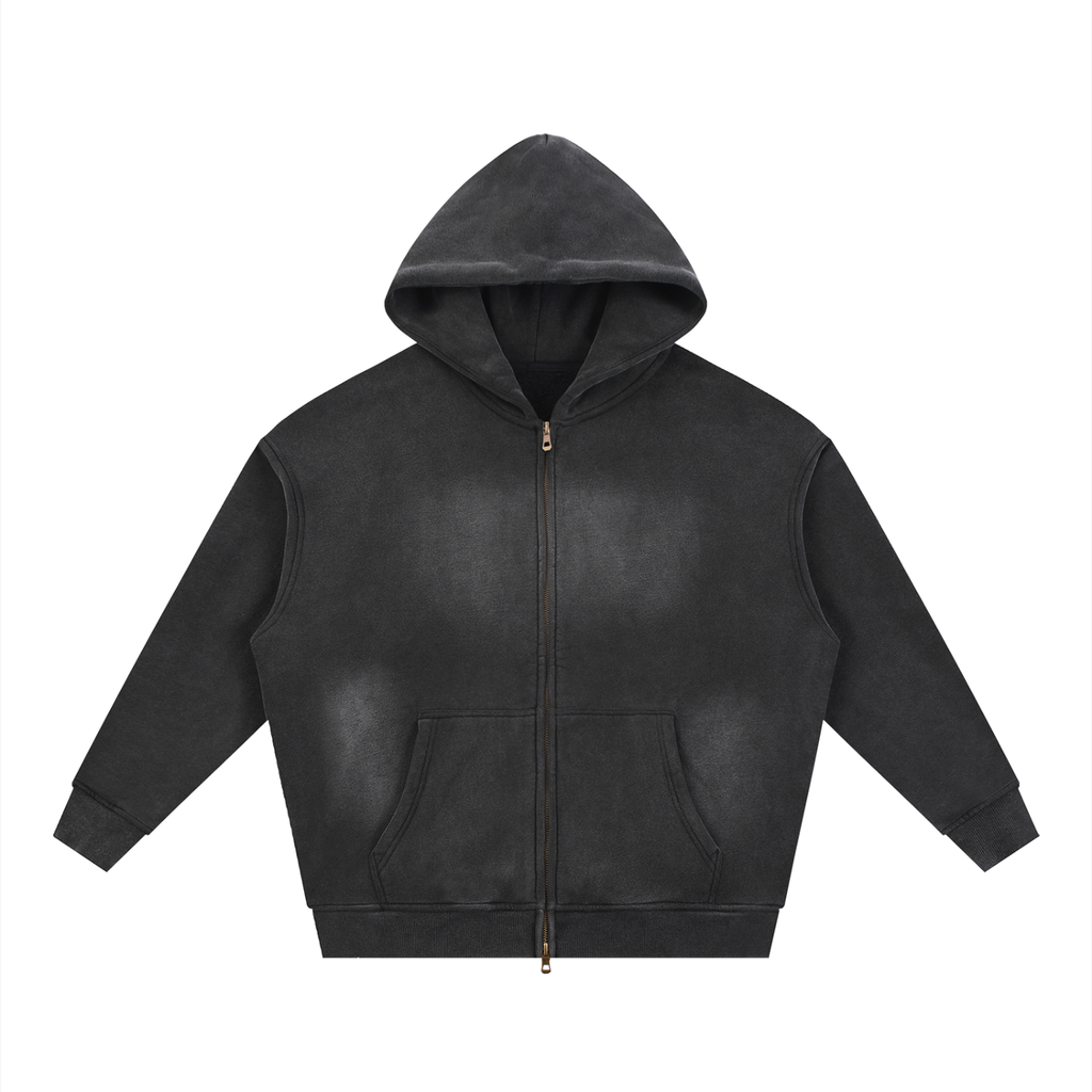 Sunfade Two-way Zipper Boxy Fleece Hoodie - ACE