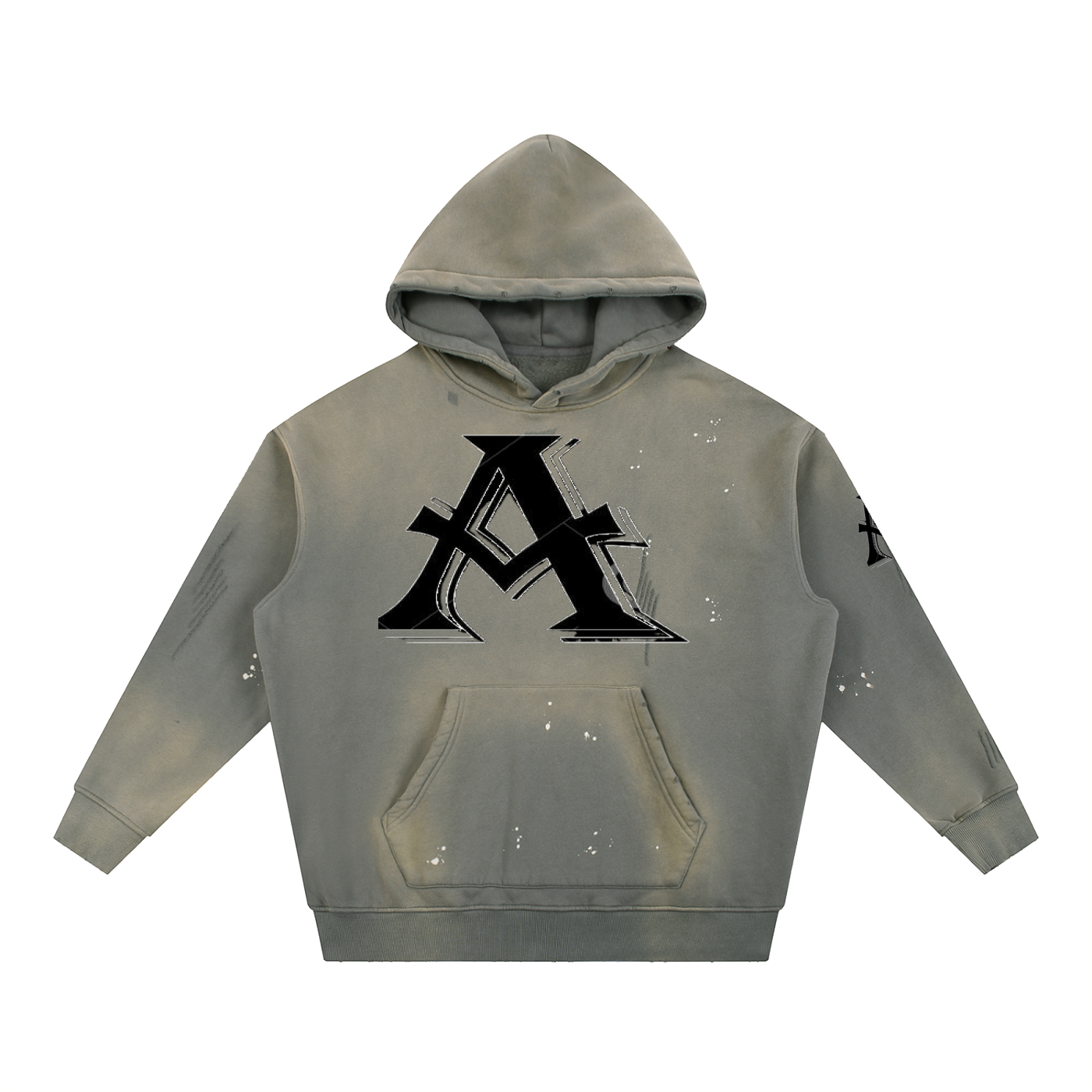Vintage Washed Frayed Fleece Hoodie - ACE
