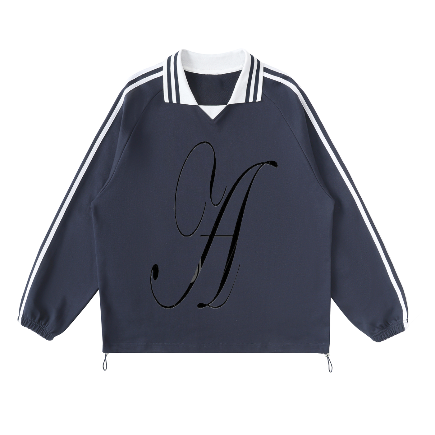 Contrast Striped Lapel Collar Sweatshirt - ACE